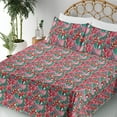 thumbnail image 3 of Ambesonne Tropical Fitted & Flat Sheet with Shams 4 Pcs Set, Exotic Leaves Tropical, Calking, Dark Coral Green, 3 of 5