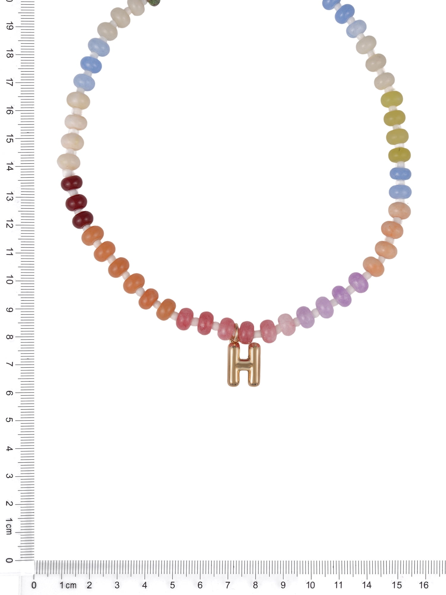 Time and Tru Goldtone Multicolored Bead Initial "H" Necklace