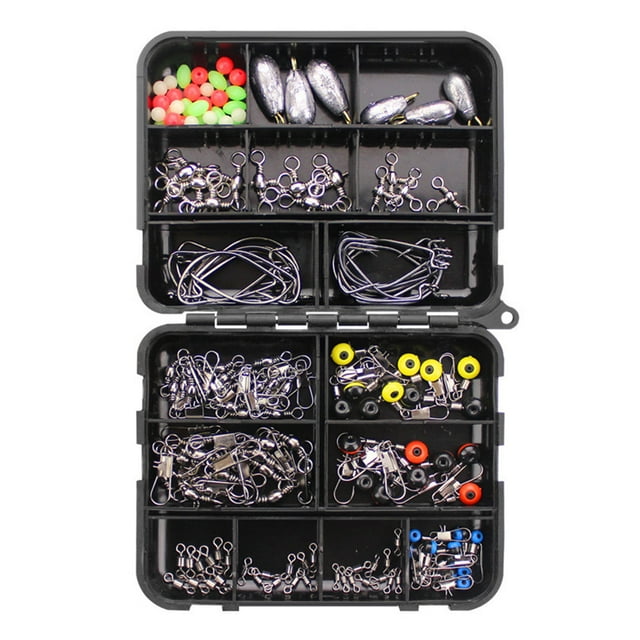 Greeniant Juego de aparejos de pesca, accesorios universales de repuesto, accesorios giratorios para exteriores, broches deslizantes, Kit de pesca con Pescar 160 piezas Greeniant OD000016-00B