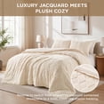 thumbnail image 5 of Regency Heights Full/Queen Size Comforter Set - 3-Piece Ivory Jacquard Sherpa Diamond Bedding with Plush Solid Reverse, Ultra Soft & Warm Fluffy Fleece Bed Set, Machine Washable for All Seasons, 5 of 10