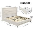 thumbnail image 6 of Homfa King Size LED Bed Frame with 4 Storage Drawers, Modern Wingback Crystal Button Tufted Upholstered Platform Bed Frame with Outlets and USB Ports & Display Platform, Beige, 6 of 9