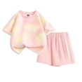 thumbnail image 5 of ITSAME Girls Athletic Outfits 2-Piece Quick-Dry Tie-Dye Print T-Shirt and Shorts Summer Outdoor Sport Set Yellow Size 7, 5 of 5