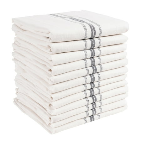 

KAF Home 12 Pack Classic Farmhouse Stripe Kitchen Towels Charcoal Stripe