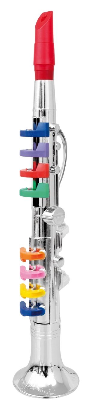 Clarinet With 8 Colored Keys Metallic Silver makes learning music fun &  exciting , Safety tested for lead and BPA free. Made in Italy