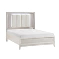 thumbnail image 5 of Antique White Queen Bed Frame w/ LED Headboard - Modern Bedroom Furniture, Ivory Upholstery, Reeded Fronts, 63.5"x86"x60", Wood Frame, Box Spring Required, Vietnam., 5 of 12
