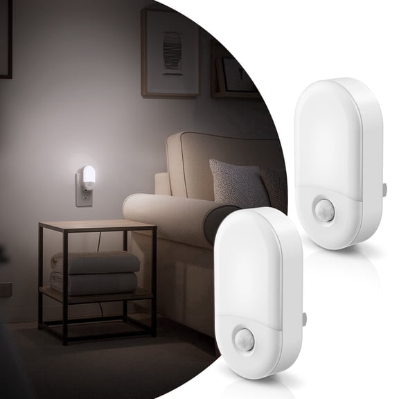 YANSUN Motion Sensor Night Light Plug in, 5000K Daylight White, Adjustable Brightness for Bathroom, Bedroom, Hallway(2-Pack)