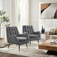 thumbnail image 2 of Art Leon Tufted Wingback Chair, Velvet Deep Upholstered Accent Chair for Living Room, Dark Gray, 2 of 9