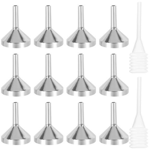 BESTOYARD Small Funnel Set 10 Pcs with 2 Pcs Pipette Dropper for Liquid Transfer Science Supplies Plastic Silver