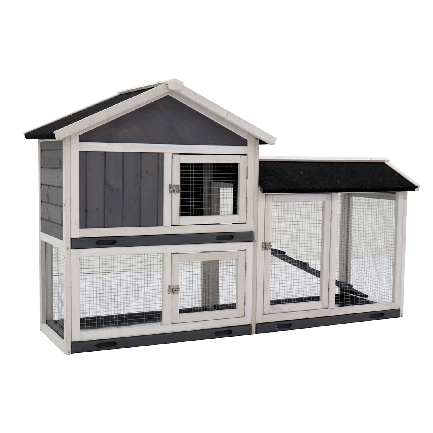 Pefilos Wooden 61" Rabbit Hutch for Small to Medium Animals, Guinea Pig Coop Pet Cage with Ramp and Tray Pefilos Wooden 61" Rabbit Hutch for Small to Medium Animals, Guinea Pig Coop Pet Cage with Ramp and Tray