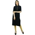 thumbnail image 6 of Bimba Women 3/4 Sleeve Formal Tunic Mandarin Collar Casual Kurta Straight Kurti, 6 of 8