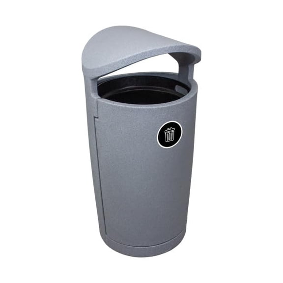 Sturdy Essentials Modern 36 Gallon European Style Indoor or Outdoor Trash Can Waste Receptacle for Patios, Pool Decks, Parks, and Businesses - Greystone Waste