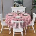 thumbnail image 2 of Pink Christmas Santa and Tree Pattern Round Tablecloth 60"x60",Wrinkle Wipeable Table Cloth for Kitchen Dining Room Picnic Patio Party, 2 of 6