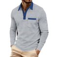 thumbnail image 2 of Men's Waffle Knit Long Sleeve Golf Shirt Contrast Collared T-Shirts Lightweight Breathable Stretch Performance Quick Dry Business Casual Tops with Chest Pocket, 2 of 10