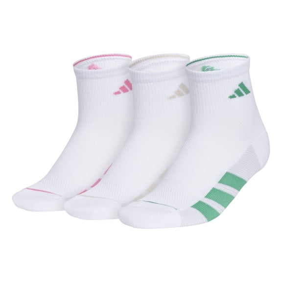 Women's adidas All Day Training Quarter Socks 3-Pair Pack Color: White Pink Green Size: N/A