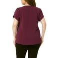 thumbnail image 4 of DARING DIVA Women's Plus V Neck Short Petal Sleeve Shirts Dressy Tops 1X Burgundy, 4 of 6