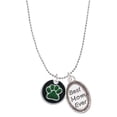 thumbnail image 1 of Delight Jewelry Silvertone Green Paw on Black Disc Best Mom Ever Charm Necklace, 1 of 4