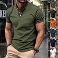 thumbnail image 7 of YanHoo Band Collar Polo Shirts for Men Mens Stand Collar Slim Fit Henley Shirt Casual Short Sleeve Polo Tees Muscle Lightweight T-Shirt Tops Men's Collarless Golf Shirts, 7 of 7