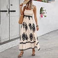 thumbnail image 4 of ZEHJUHAN Women's Square Neck Wide Strap Maxi Dress - Flowy Bohemian Beach Dress with Bust Wrap Design Apricot，S, 4 of 6