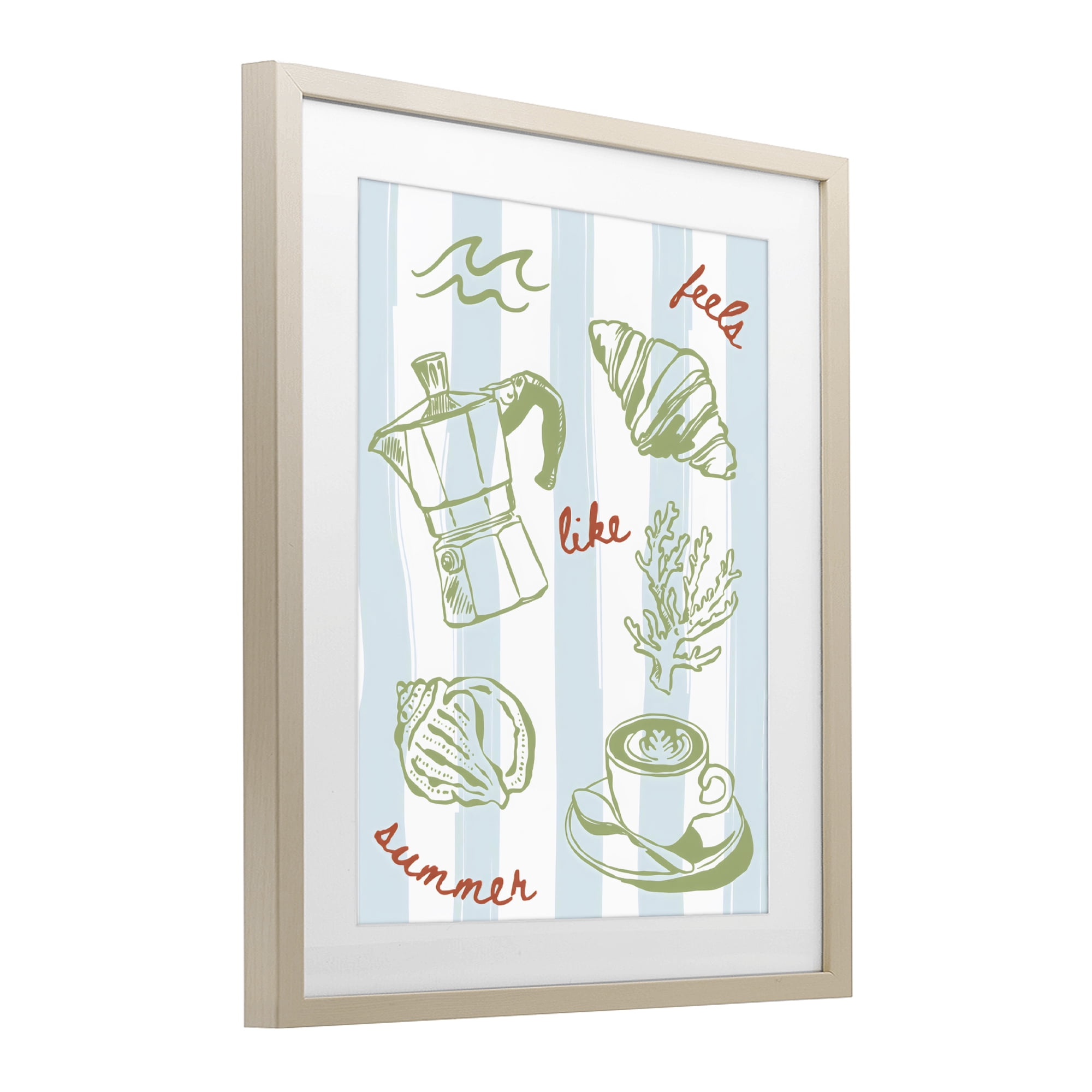 Stupell Industries Feels Like Summer on Stripes Birch Framed Print Under Glass, design by The Prints Vibe