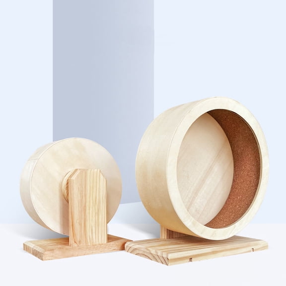 OATIPHO Silent Running Wooden Hamster Exercise Wheel for Small Pets 2pcs for Squirrels Hedgehogs and Active Play