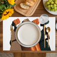 thumbnail image 4 of Black Women Placemats Set of 12, Abstract Art Nation Orange Geometric Tribal Placemats for Dining Table, Place Mats for Kitchen Tabletop, Waterproof Wipeable Dining Table Mats Set, 4 of 9