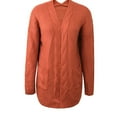 thumbnail image 4 of Lilgiuy Women's Knit Cardigans Loose Slouchy Wrap Chunky Sweaters Coat Winter Solid Color Jacket，Orange,10 for 2022, 4 of 5
