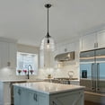 thumbnail image 5 of KAISITE Modern Black Metal Pendant Light Transparent Glass Dome Ripple Lampshade Pendant Lamp Kitchen Island Lighting Dining Room, 5 of 8