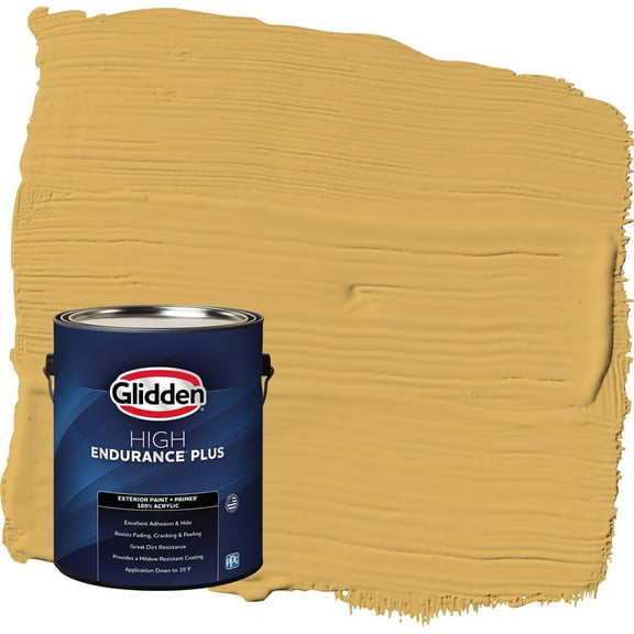 Glidden HEP Butterscotch Bliss / Yellow Semi-Gloss Exterior Paint with Primer, 1 Gallon