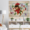 thumbnail image 3 of Designart 'Cute Elf With Christmas Lights' Print on Natural Pine Wood, 3 of 5
