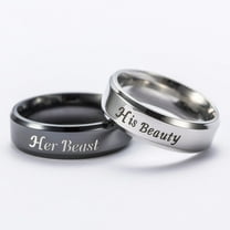 SOPOTUTU Black Stainless Steel His and Hers Rings Smooth Comfortable Wear Couple Finger Rings