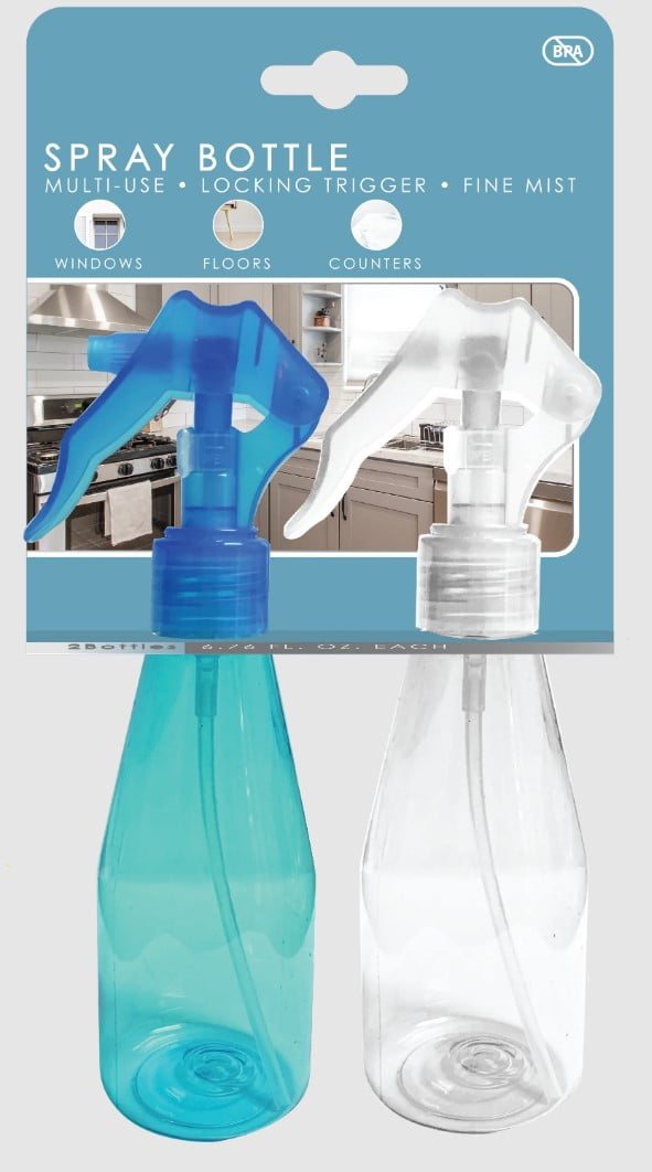 Evri Spray Bottle Set - 2 pack, 6.76 fl oz each, plastic bottles for household and commercial use