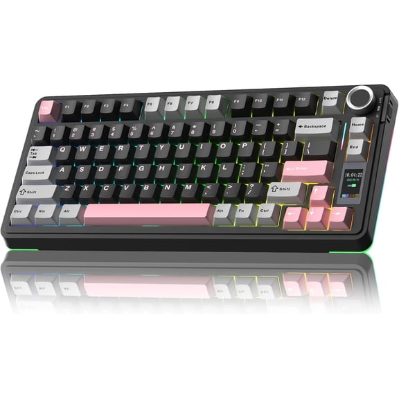 Restored AULA S75 PRO Wireless Mechanical Keyboard with Screen&Knob, 75% Hot Swappable Gaming Keyboard with Pre-lubed Switches, RGB Backlit, PBT Keycaps Creamy Sounding Pc Gaming Keyboards