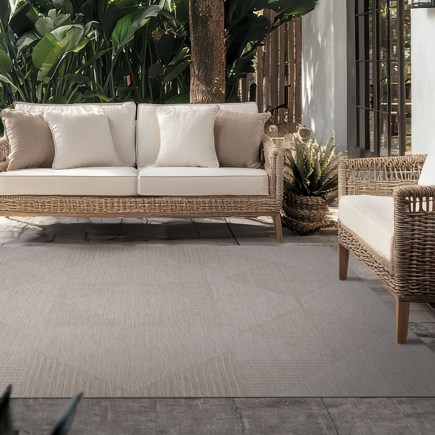 Bliss Rugs Bailey Transitional 5' x 7' Beige and Natural Indoor Outdoor Area Rug