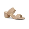thumbnail image 1 of BLISSFUL STEP Sandales à Talon Bloc Moyen à Deux Brides pour Femmes Couleur Chair 9, 1 of 7
