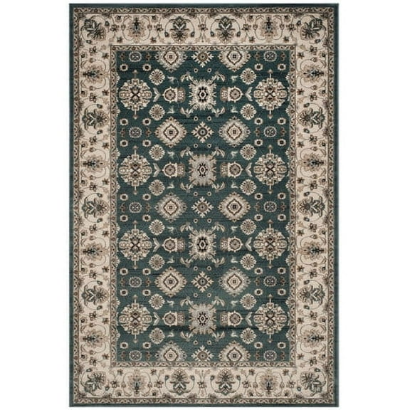 SAFAVIEH Lyndhurst Frances Traditional Bordered Area Rug, Teal/Cream, 3'3" x 5'3"