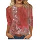 thumbnail image 1 of Camisas de manga 3/4 para mujer Camisetas gráficas con estampado lindo Blusas Casual Tallas grandes Tops básicos Jersey Vino / 4XL, 1 of 8