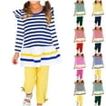 thumbnail image 4 of Odeerbi Toddler Girls Fall Outfits Striped Ruffle Tops Leggings Set Fashion Casual Round Neck Long Sleeve Tops Printed Long Pants Sets Yellow, 4 of 4