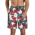 thumbnail image 2 of Uemuo Beautiful Flower Pattern Men's Swim Trunks Hawaiian Beach Bathing Suit Swimsuits Beach Quick-Dry Shorts with Pockets-Small, 2 of 9