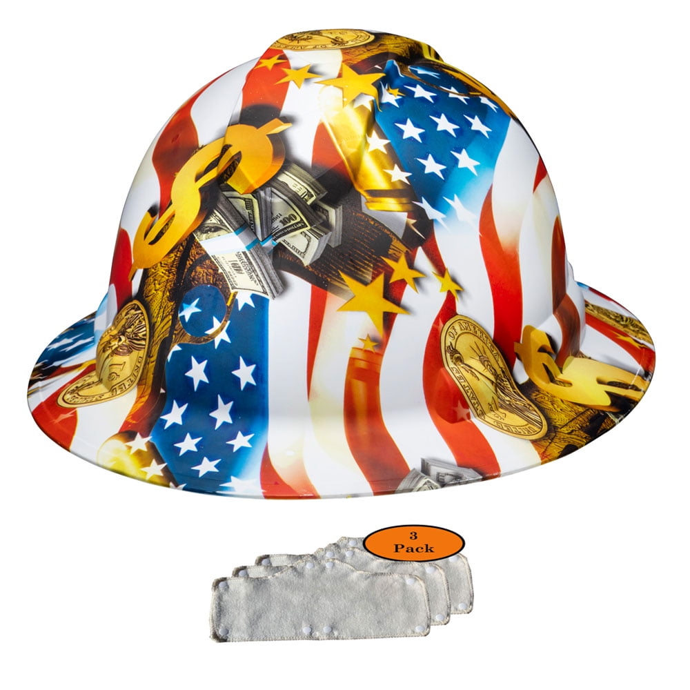 Full Brim Hard Hat, Hydrodipped American Flag Money Design Safety