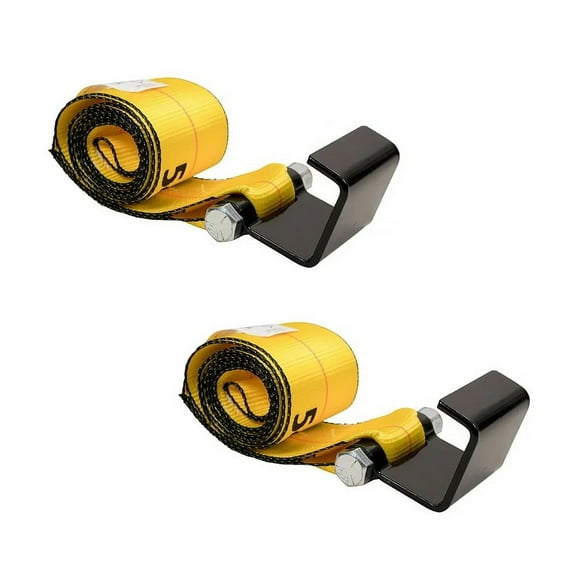 (2 Pack) 4" x 5 ft Roll Off Container Winch Strap with Flat Hook - 5400 LBS WLL Trailer Winch Strap Bolt-On Fittings for Easy Fastening