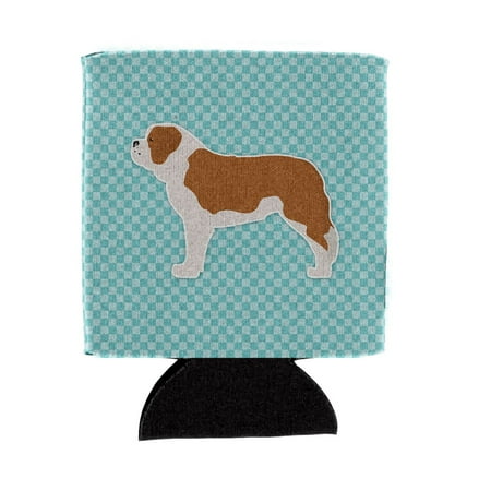 

Carolines Treasures BB3776CC Saint Bernard Checkerboard Blue Can or Bottle Hugger Can Hugger multicolor