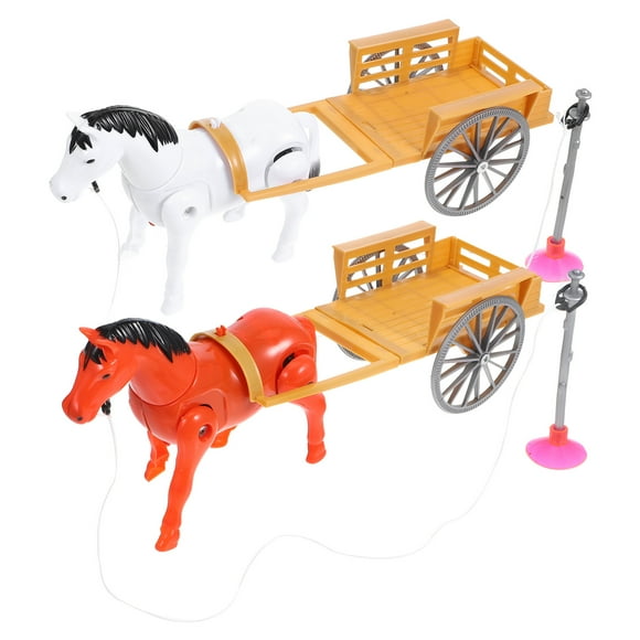 CIMAXIC 2 Pcs Funny Rotating Horses Toy Plastic Electric Carriage Shape Toy Kids Toy,12.99"X5.51"X4.72"