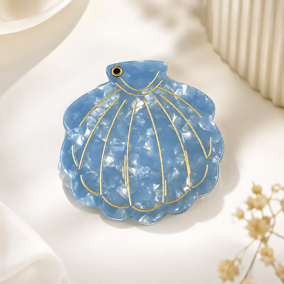 New Acetate Shell Rotatable Small Mirror Easy High-End Sense Gilded Mirror Portable Makeup Mirror for Beach Vacation Travel(Blue)