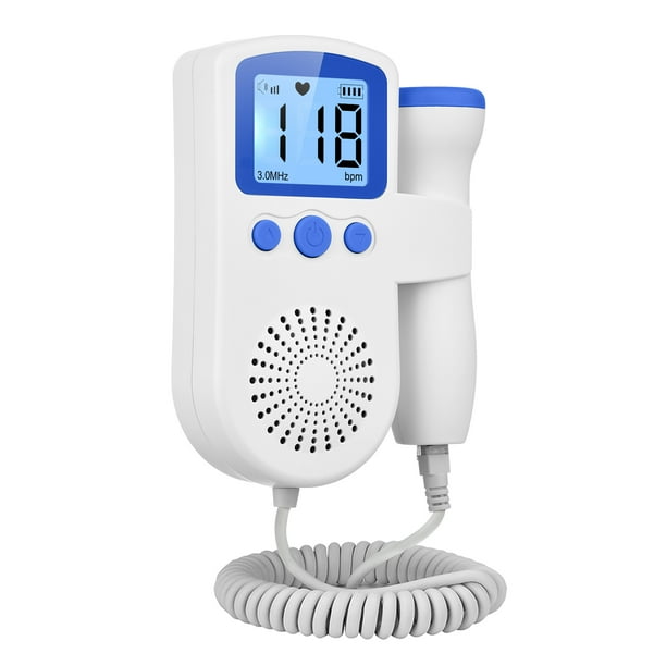 Doppler fetal Irfora Doppler fetal portátil de 3.0MHz para reducción de ruido en el hogar Monitor cardíaco para bebés para el embarazo Detector de latidos cardíacos para bebés de mano con conector par Irfora Doppler fetal