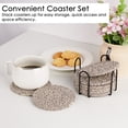 thumbnail image 3 of 8 Pack Boho Drink Coasters with Holder – Round Absorbent Braid Woven Coasters, Rustic Cup Mats Tabletop Bar Decor for Coffee, Drinks and Glassware (Grey), 3 of 6