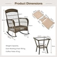 thumbnail image 3 of 3 Piece Outdoor Patio Wicker Rocking Chair Set – All-Weather Dark Grey Rattan Conversation Furniture with Cushions & Coffee Table – High Back Porch Rocker for Garden, 3 of 8