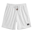 thumbnail image 2 of Casual Shorts for Men Drawstring Elastic Waist Shorts Classic Fit Summer Beach Athletic Shorts with Pockets Mid-Length Chinos Short,White L, 2 of 5