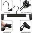 thumbnail image 2 of Paquete de 10 perchas para pantalones, soportes para faldas que ahorran espacio con Ganchos giratorios de 360°, clips ajustables, pantalones, abrigos, ropa, jeans, negro, 2 of 5