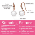 thumbnail image 3 of Cate & Chloe Ann 18k Rose Gold Plated Shell Pearl Drop Earrings with Swarovski Crystals for Women, 3 of 8
