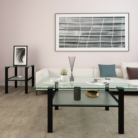 Holaki 39.37" Modern Simple Rectangle Glass Coffee Table, Living Room Coffee Table, Side Center Table, Transparent